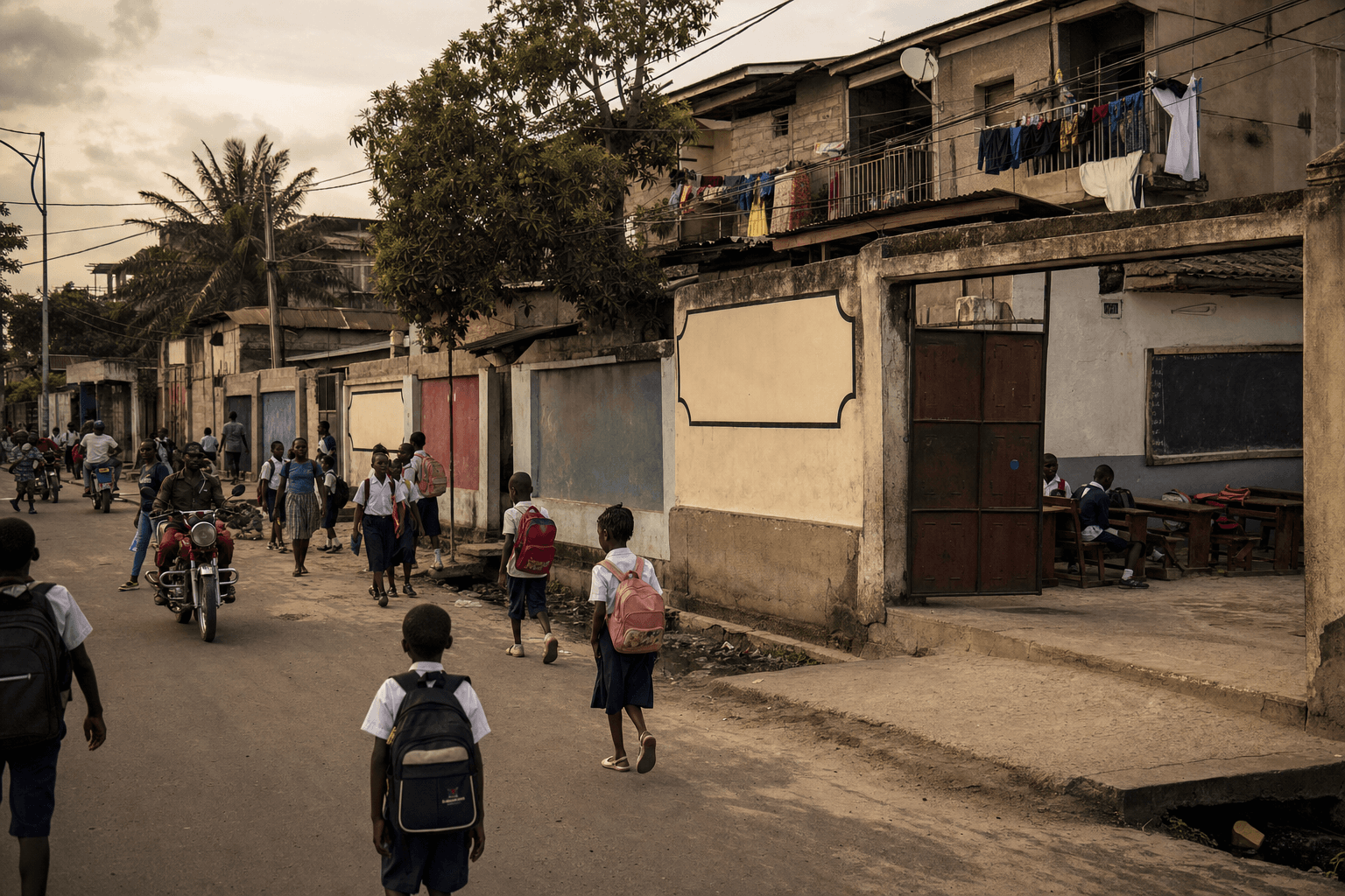 School day on a Kinshasa street